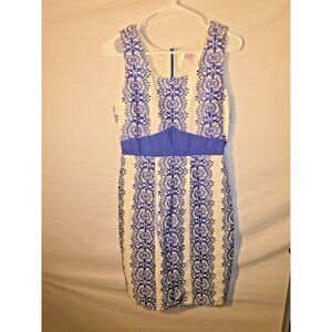 Ruby Belle Stunning Dress White Blue Pattern Womens SIze 8 Medium cottage fairy